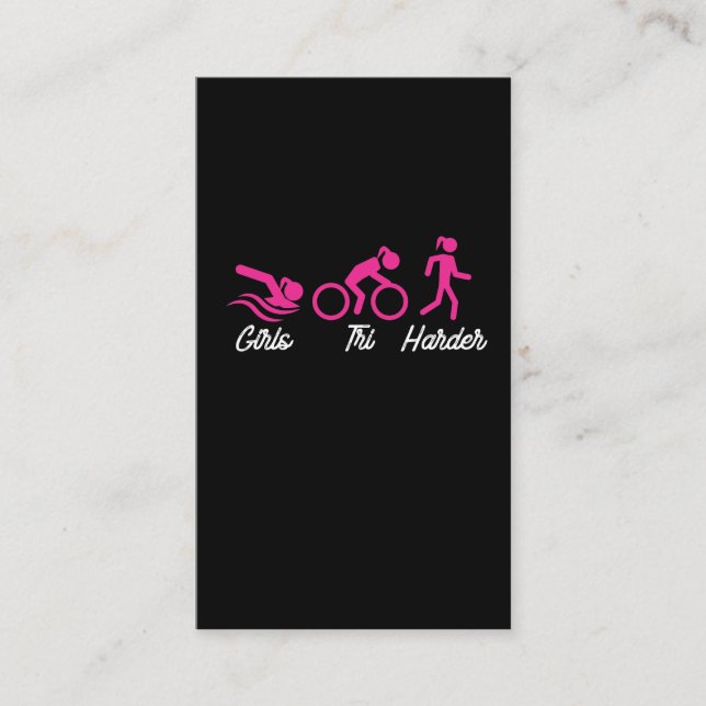 Tarjeta De Visita Chicas Tri Harder Bañan Bicicleta Divertido Triatl (Anverso)