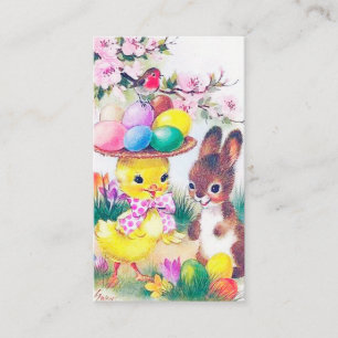 Tarjeta De Visita chick retro vintage de bollito de Pascua añade sa