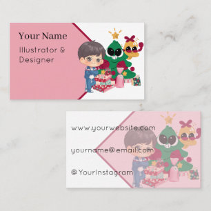 Tarjeta De Visita Chico Anime Lindo Chándal Árbol de Navidad Diversi