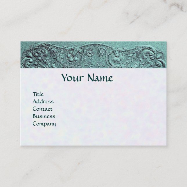 TARJETA DE VISITA CHICO BABY SHOWER ANTIQUE BLUE FLORAL MONOGRAMA (Anverso)