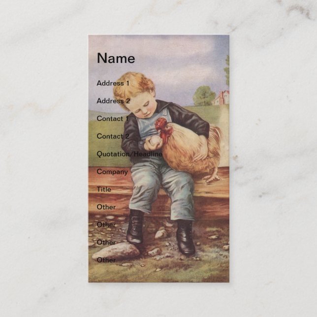 Tarjeta De Visita Chico y pollo de época (Anverso)