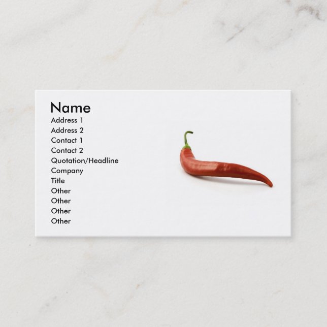 Tarjeta de visita Chili Pepper (Anverso)