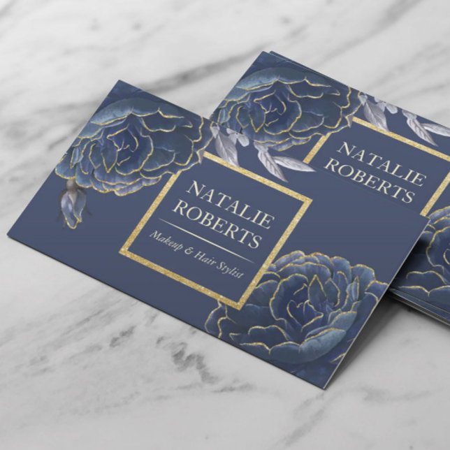 Tarjeta De Visita Chinoiserie Blue Floral Makeup Artist & Hair Salon (Subido por el creador)