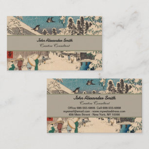 Tarjeta De Visita Chinoiserie Ukiyo-e Paisaje Japonés de Invierno co