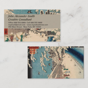 Tarjeta De Visita Chinoiserie Ukiyo-e Paisaje Japonés de Invierno co