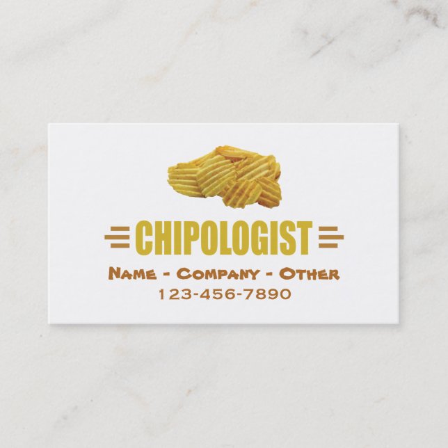 Tarjeta De Visita CHIPSOLOGISTA - Humorísticos chupitos de patata (Anverso)