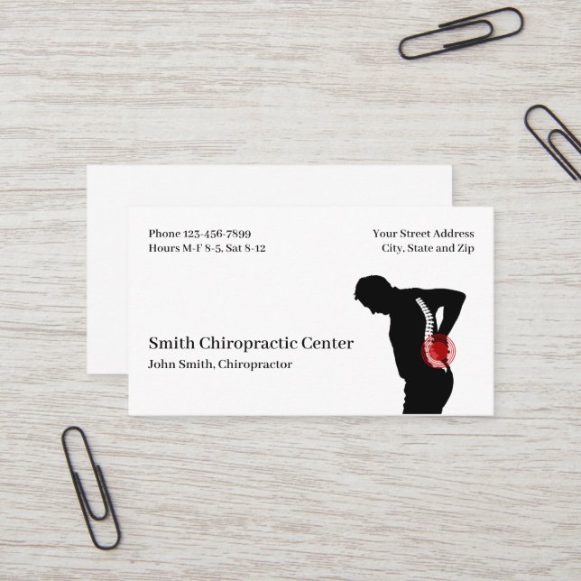 Tarjeta De Visita Chiropractic Chiropractic Clinic Business Card (Anverso/Reverso In Situ)