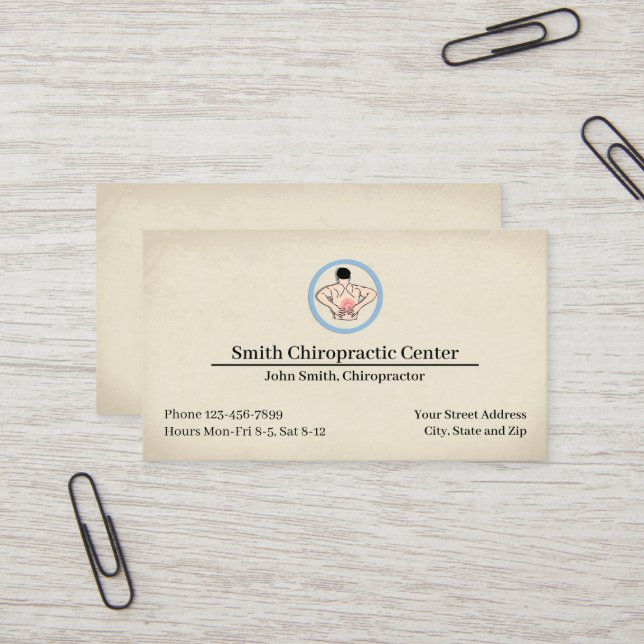 Tarjeta De Visita Chiropractic Chiropractor Clinic Business Card (Anverso/Reverso In Situ)