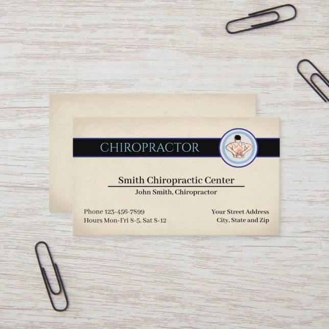 Tarjeta De Visita Chiropractic Chiropractor Clinic Business Card (Anverso/Reverso In Situ)