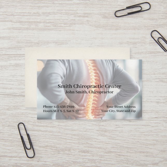 Tarjeta De Visita Chiropractic Pain Management Clinic Business Card (Anverso/Reverso In Situ)