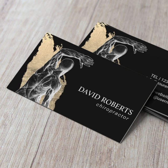 Tarjeta De Visita Chiropráctico de Anatomía Chiropráctico de Oro y N (Subido por el creador)