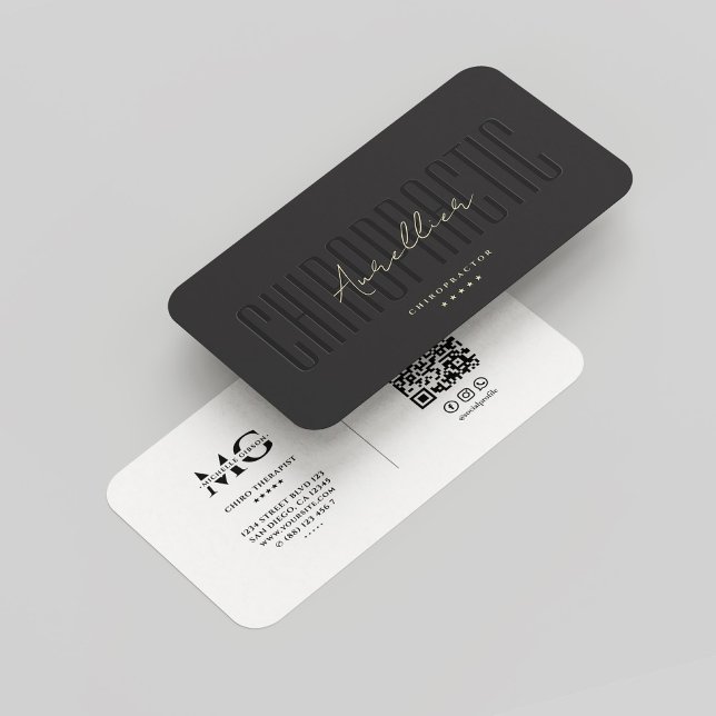 Tarjeta De Visita Chiropráctico quiropráctico moderno para terapia q (Modern Chiro Therapist Chiropractor Black White Business Card
)