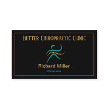 Tarjeta de visita Chiropractor Black Blue Gold