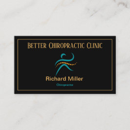 Tarjeta de visita Chiropractor Black Blue Gold