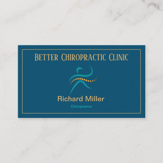 Tarjeta de visita Chiropractor Blue Gold (Anverso)
