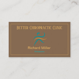 Tarjeta de visita Chiropractor Brown Blue Gold