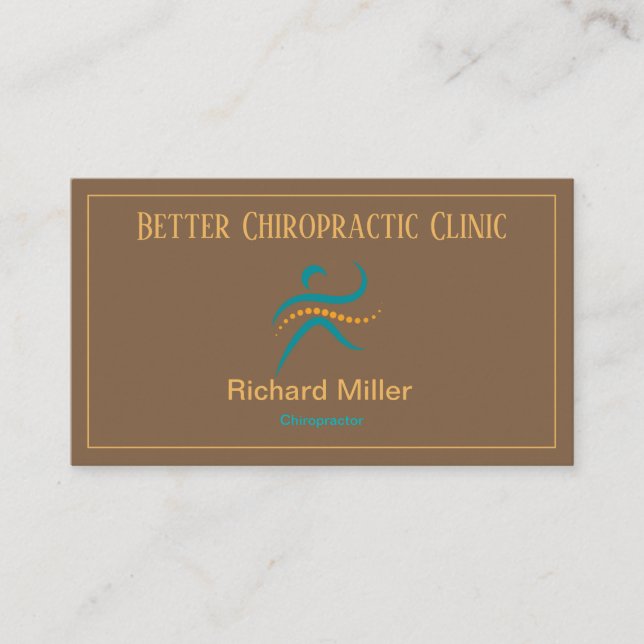 Tarjeta de visita Chiropractor Brown Blue Gold (Anverso)