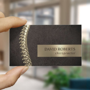 Tarjeta De Visita Chiropractor Chiropractic Gold Spine Cuero oscuro