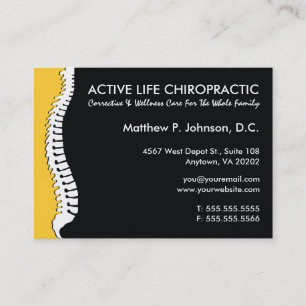 Tarjeta De Visita Chiropractor de gran tamaño (amarillo) lateral de