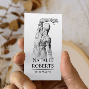 Tarjeta De Visita Chiropractor Elegante Anatomía Plata Chiropráctica
