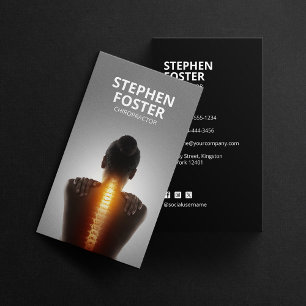 Tarjeta De Visita Chiropractor Masaje Terapia Spina Ajuste Negro