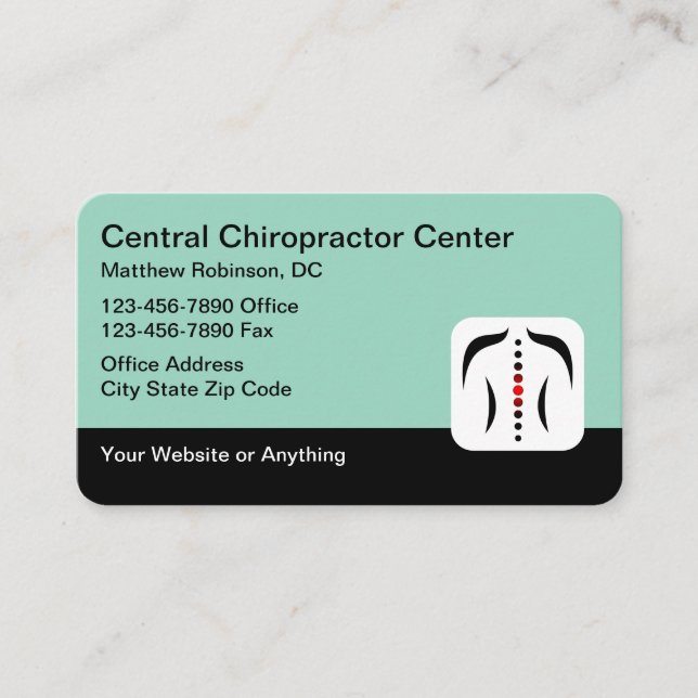 Tarjeta De Visita Chiropractor Medical Business Cards Spine Theme (Anverso)