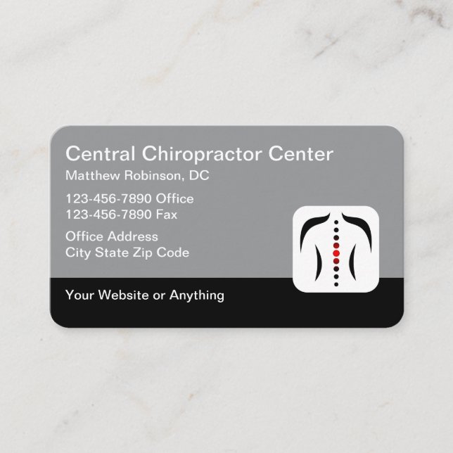 Tarjeta De Visita Chiropractor Medical Business Cards Spine Theme (Anverso)