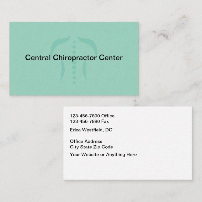 Tarjeta De Visita Chiropractor Modern Medical Business Cards (Anverso / Reverso)
