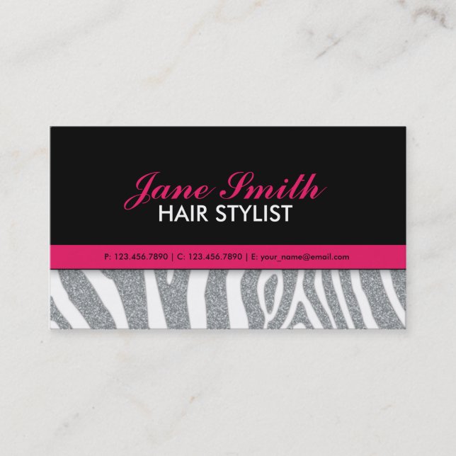 Tarjeta De Visita Chispa del diamante del estampado de zebra de la (Anverso)