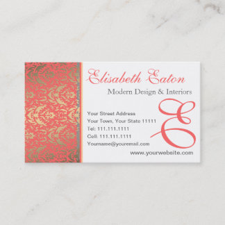 Tarjeta De Visita Chispa dorada Damask elegante mujer elegante