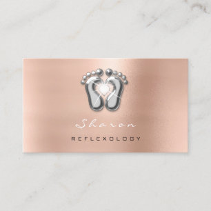 Tarjeta De Visita Chispa gris subió Reflexology del oro de la