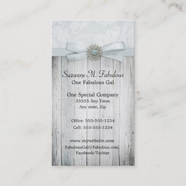 Tarjeta De Visita Chispa suave elegante rústica de Blue Ribbon (Anverso)