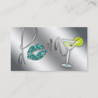 Tarjeta De Visita Chispa verde azulada Martini de la diva de la
