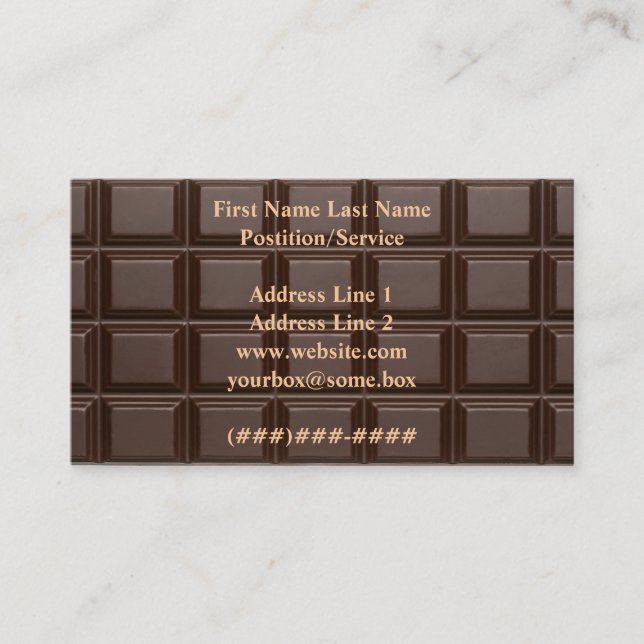 Tarjeta De Visita Chocolate (Anverso)