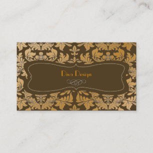 Tarjeta De Visita Chocolate barroco del damasco del falso oro