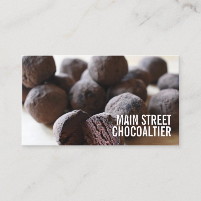 Tarjeta De Visita Chocolate Bon Bon Truffles Candy Chocolatier Shop (Anverso)