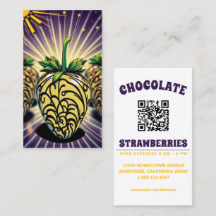 Tarjeta De Visita chocolate de fresa arte pop con código qr