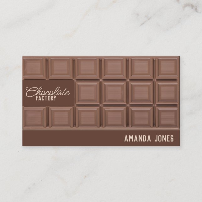 Tarjeta De Visita Chocolate Factory Sweets Choco Cacao Shop (Anverso)
