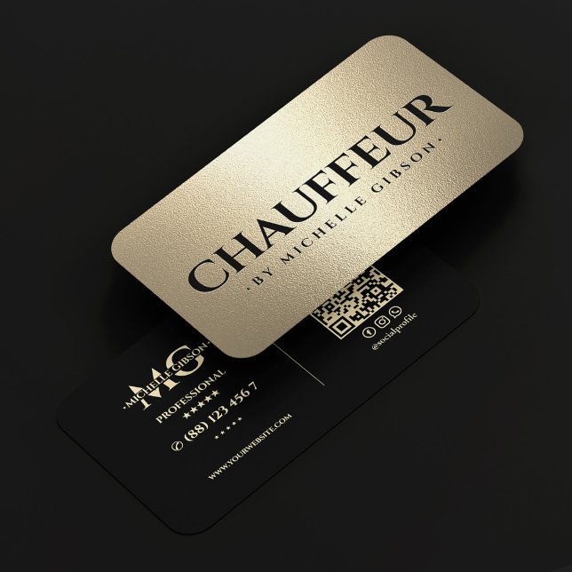 Tarjeta De Visita Chofer de Lujo Elite Transporte Negro Falso Oro (Luxury Chauffeur Elite Transport Black Faux Gold Business Card
)
