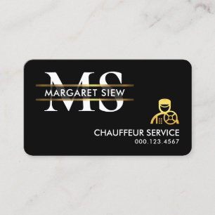 Tarjeta De Visita Chófer de placa de oro con monograma elegante