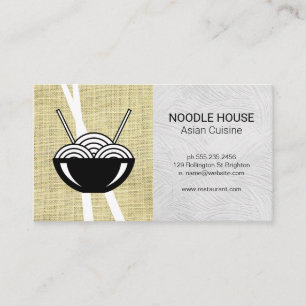Tarjeta De Visita Chopsticks Burlap Fabric   Restaurante Noodle