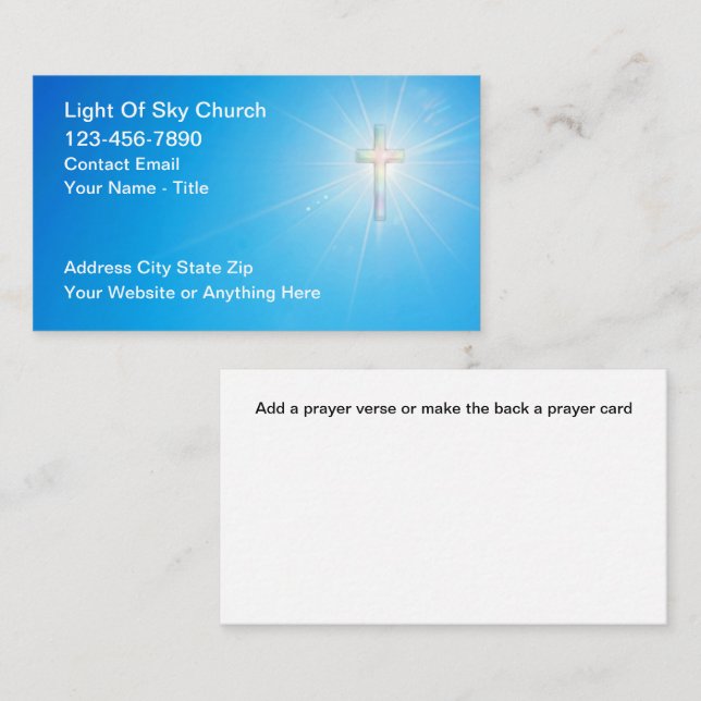 Tarjeta De Visita Christian Church Business Cards With Cross (Anverso / Reverso)