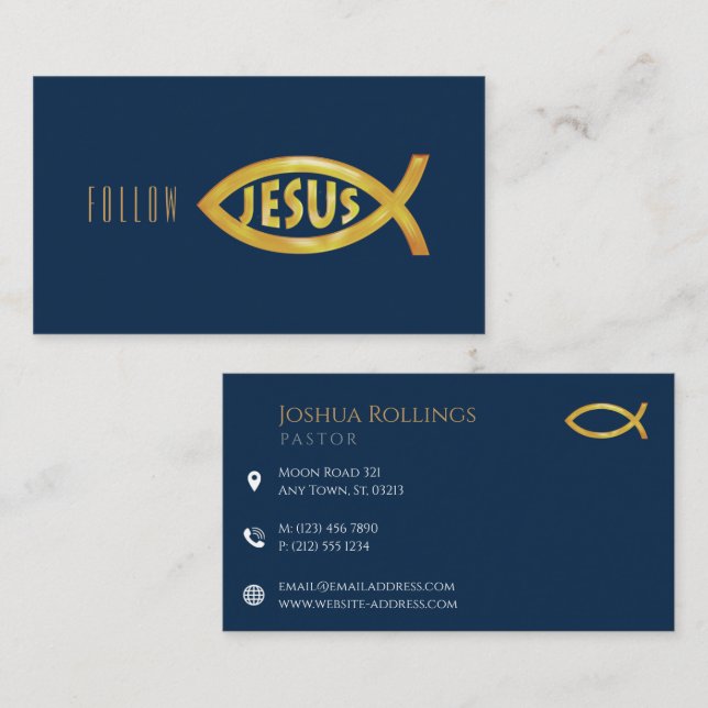 Tarjeta De Visita Christian Fish JESUS | INSPIRADOR (Anverso / Reverso)