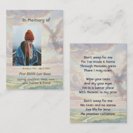 Tarjeta De Visita Christian Memorial Keepsake Angel Sky Clouds