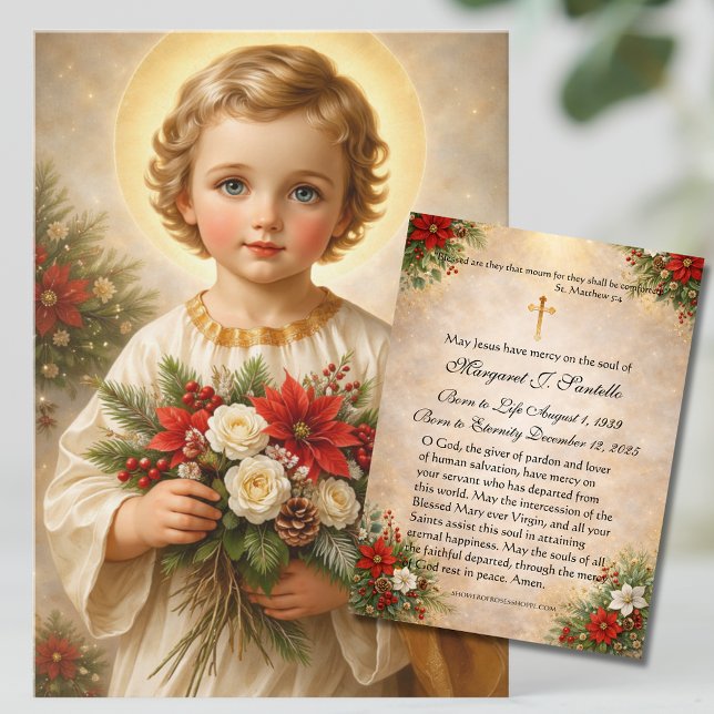 Tarjeta De Visita Christmas Child Jesus Catholic Funeral Memorial  (Subido por el creador)