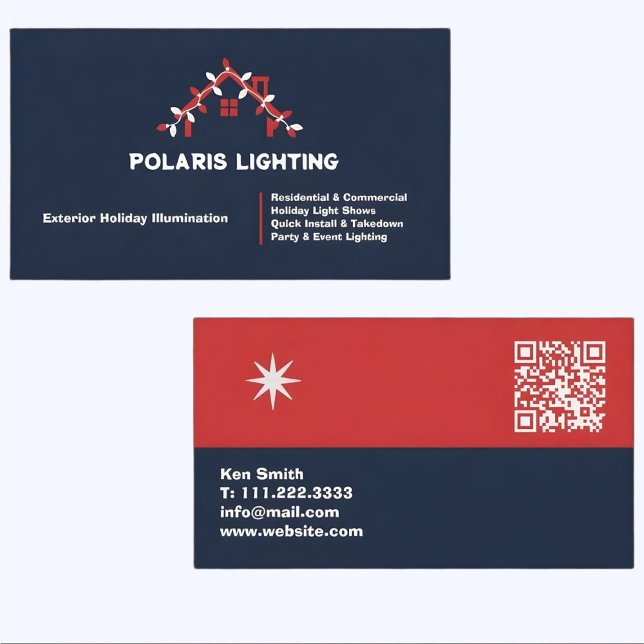 Tarjeta De Visita 🎄✩ ₊˚🦌⊹♡ Christmas Light Installation QR (Christmas Light Installation QR Business Card)