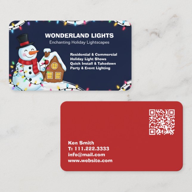 Tarjeta De Visita 🎄 Christmas Light Installation QR (Anverso / Reverso)