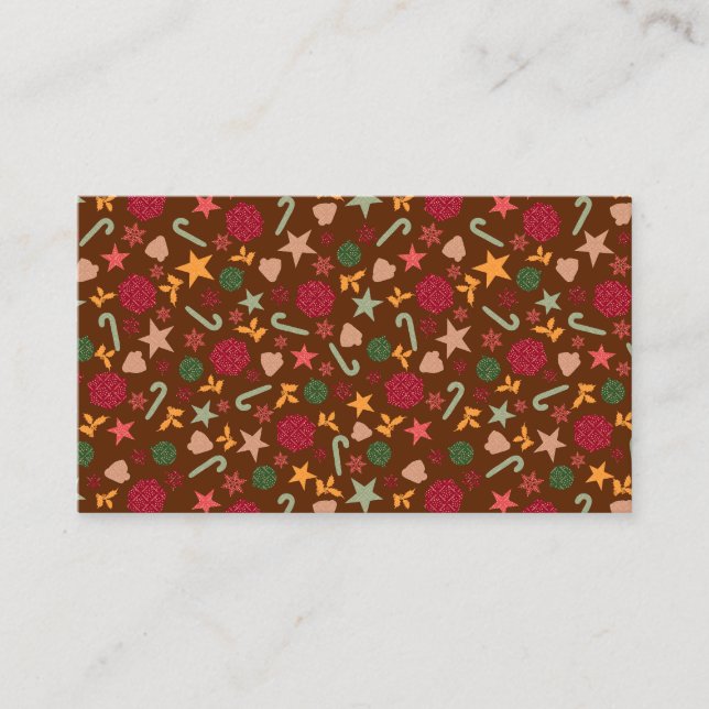 Tarjeta De Visita Christmas Ornaments Brown Background (Anverso)