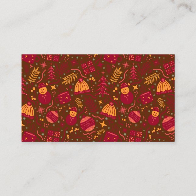 Tarjeta De Visita Christmas Ornaments Burgundy (Anverso)