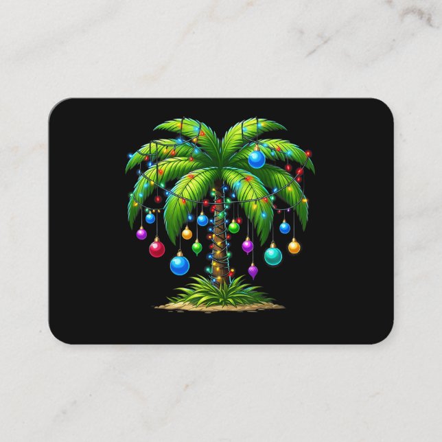 Tarjeta De Visita Christmas Palm Tree Light Hawaiian Tropical New Ye (Anverso)